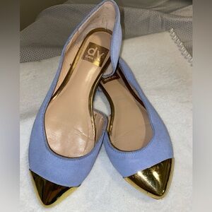 $19 sale Dolce vita gold toe periwinkle blue suede flats BALLET SHOES 6